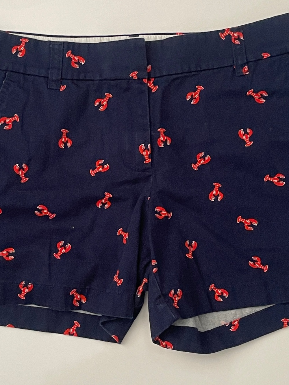 J. Crew Navy Shorts with Red Lobster Print